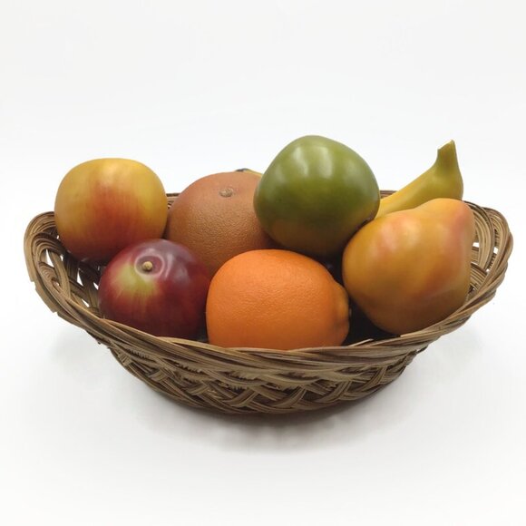 Unbranded Other - Realistic Display Faux Fruit Basket 9 Pc. Artist Prop Fake Food Plastic Replica